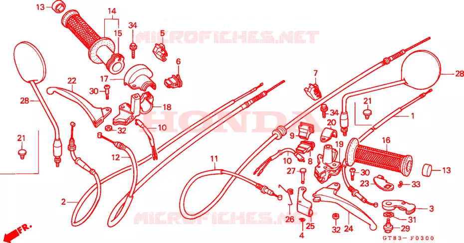 LEVIER DE GUIDON - CABLE - COMMODO Honda MOTO 50 WALLAROO 1990  PK50ML