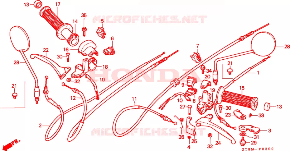 LEVIER DE GUIDON - CABLE - COMMODO Honda MOTO 50 WALLAROO 1991  PK50MM
