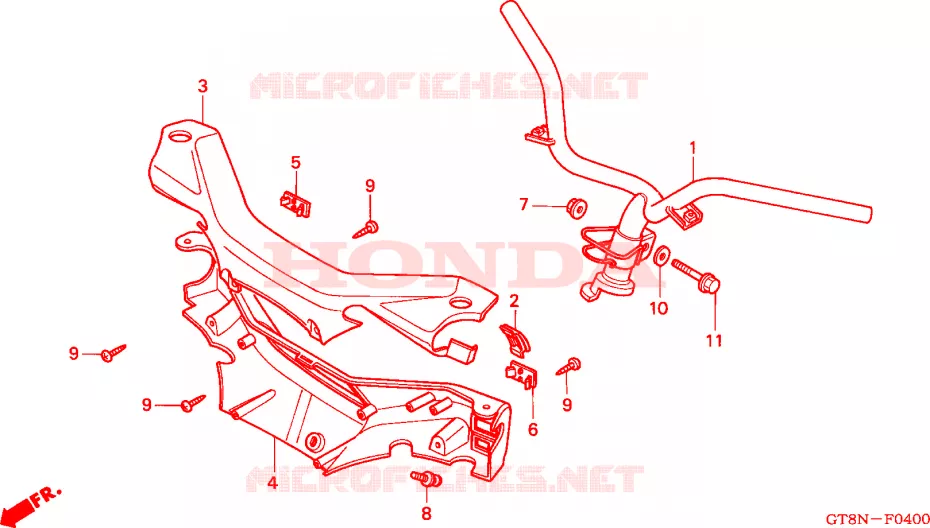 GUIDON - CARENAGE Honda MOTO 50 WALLAROO 1992  PK50SN