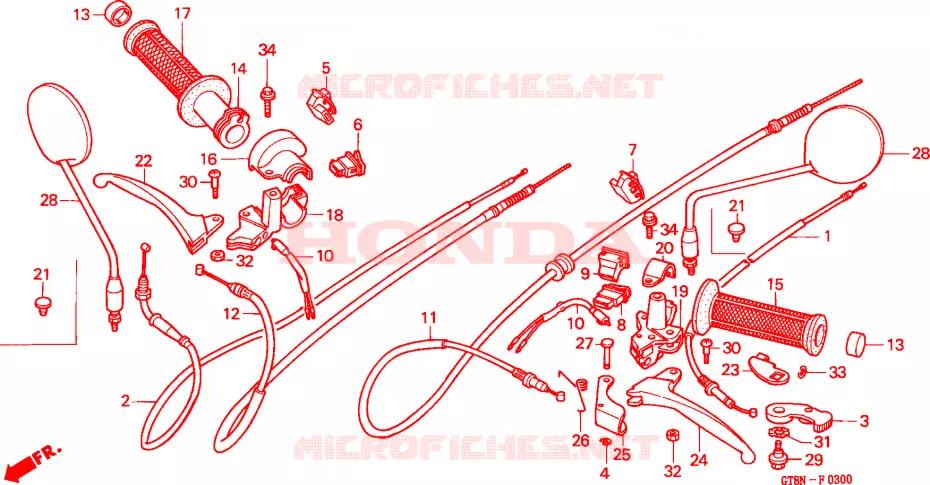 LEVIER DE GUIDON - CABLE - COMMODO Honda MOTO 50 WALLAROO 1992  PK50N