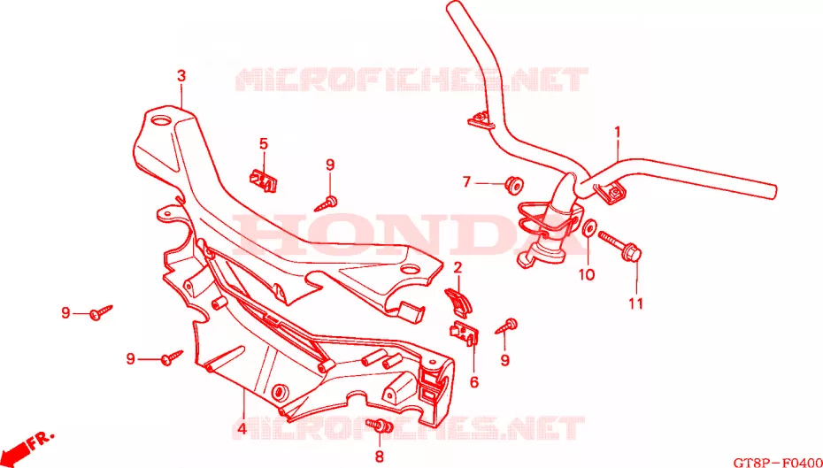 GUIDON - CARENAGE Honda MOTO 50 WALLAROO 1993  PK50MP
