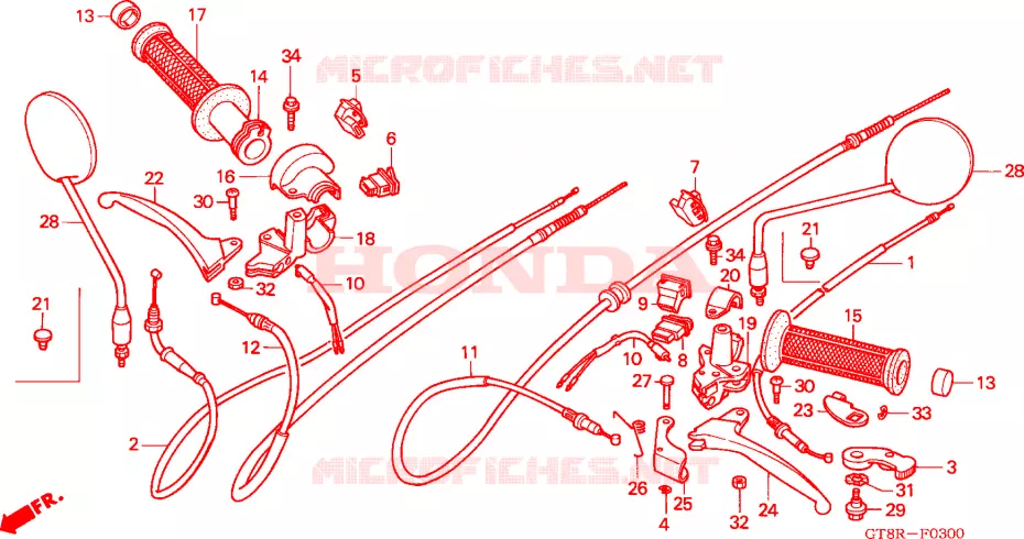 LEVIER DE GUIDON - CABLE - COMMODO Honda MOTO 50 WALLAROO 1994  PK50R