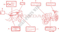 ETIQUETTE DE PRECAUTIONS pour Honda WALLAROO 50 MOPED DL self starter de 2000