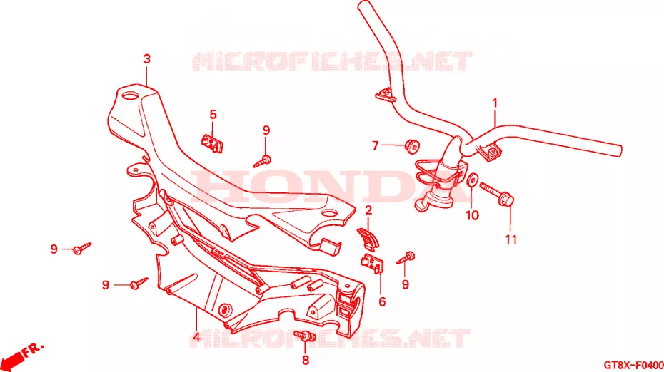 GUIDON - CARENAGE Honda MOTO 50 WALLAROO 2000  PK50MY