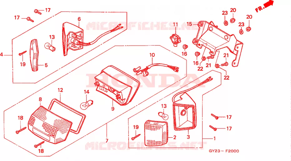 FEU ARRIERE - CLIGNOTANT ARRIERE Honda SCOOTER 75 VISION 1993  SA75P