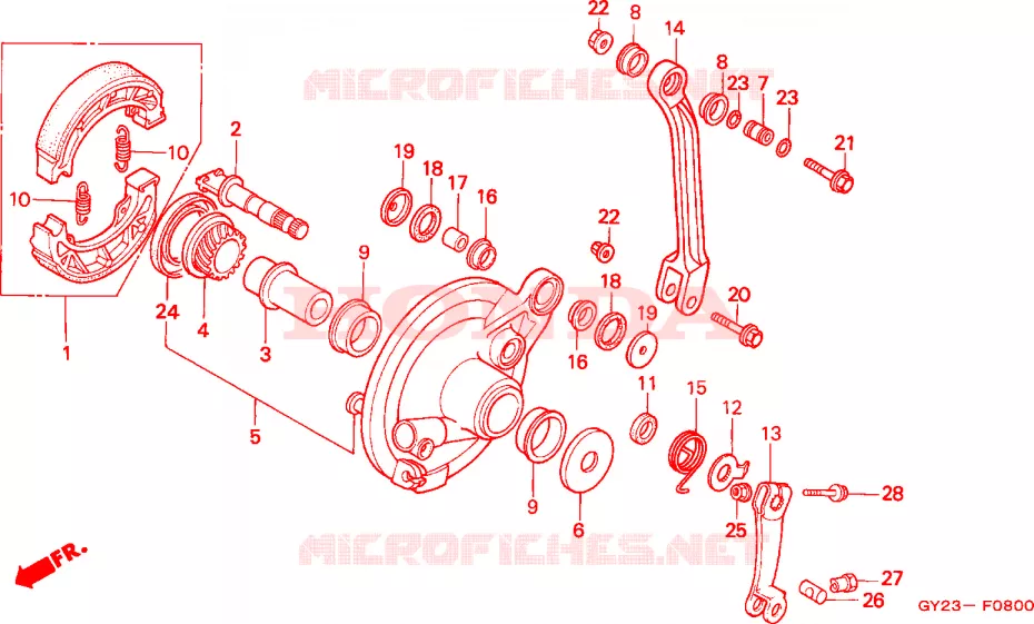 FLASQUE - MACHOIRES DE FREIN AVANT Honda SCOOTER 75 VISION 1993  SA75P