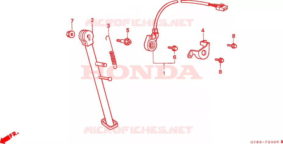BEQUILLE LATERALE Honda MOTO 75 CRM 1990  CRM75RL