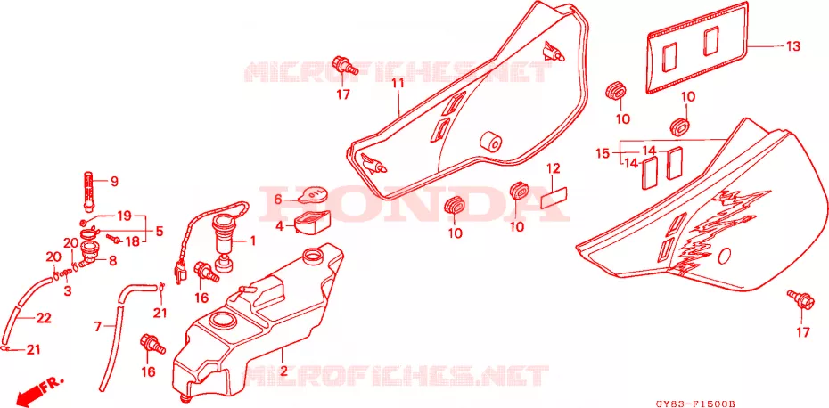 COUVERCLE LATERAL - RESERVOIR D'HUILE Honda MOTO 75 CRM 1991  CRM75RM
