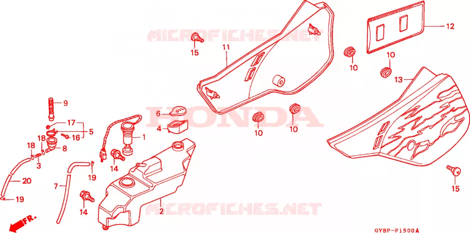 COUVERCLE LATERAL - RESERVOIR D'HUILE Honda MOTO 50 CRM 1994  CRM50RR