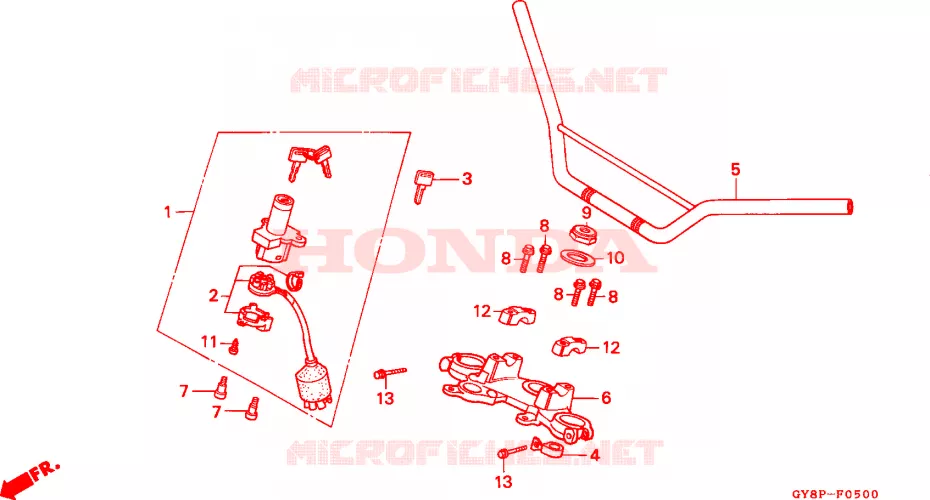 GUIDON - TE DE FOURCHE Honda MOTO 50 CRM 1993  CRM50RP