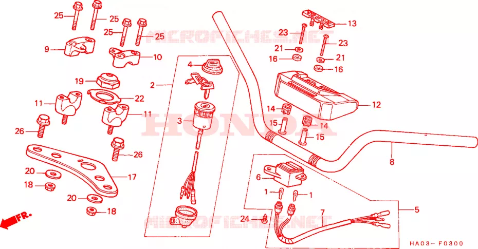 GUIDON - TE DE FOURCHE Honda ATV 250 ATC 1985  ATC250ESF