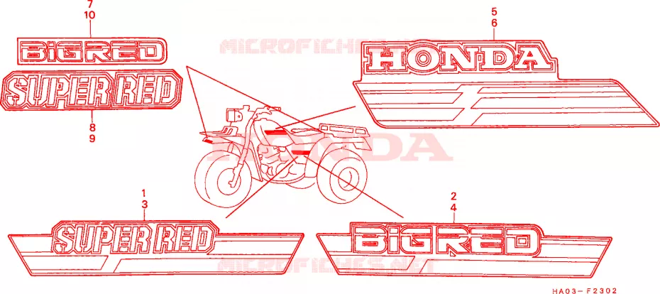 RAYURE/EMBLEME(3) Honda ATV 250 ATC 1987  ATC250ESH