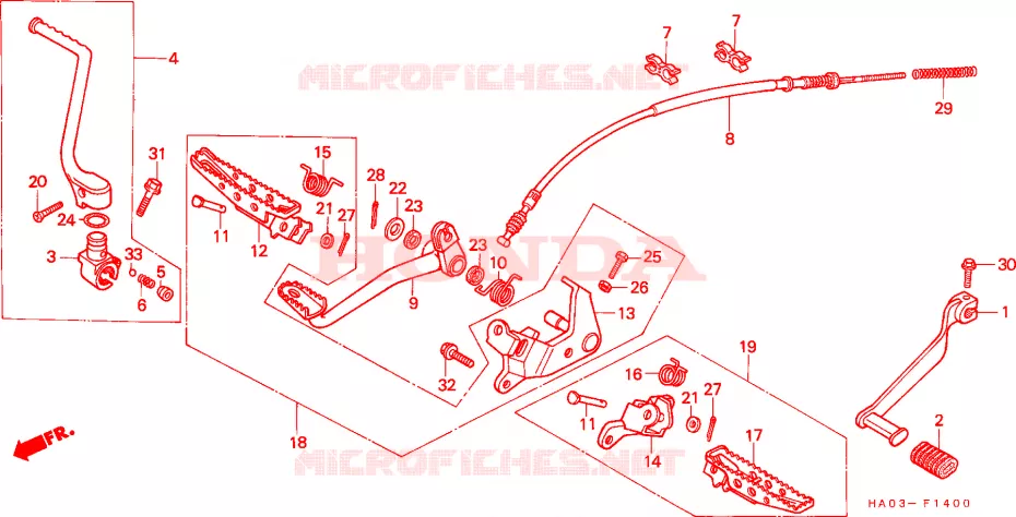 REPOSE PIED - PEDALE Honda ATV 250 ATC 1986  ATC250ESG