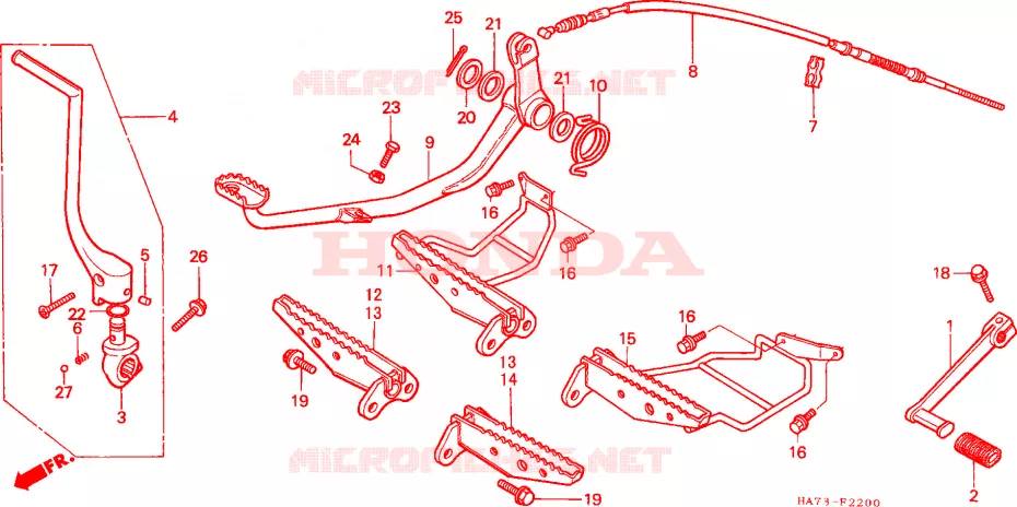 REPOSE PIED - PEDALE Honda ATV 350 FOURTRAX 1987  TRX350DH