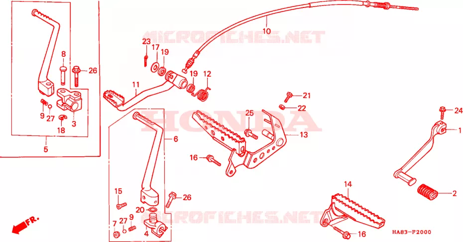 REPOSE PIED - PEDALE Honda ATV 250 FOURTRAX 1985  TRX250F
