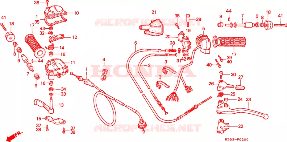 CABLES - COMMODOS - LEVIERS - POIGNEES Honda ATV 200 FOURTRAX 1987  TRX200SXJ