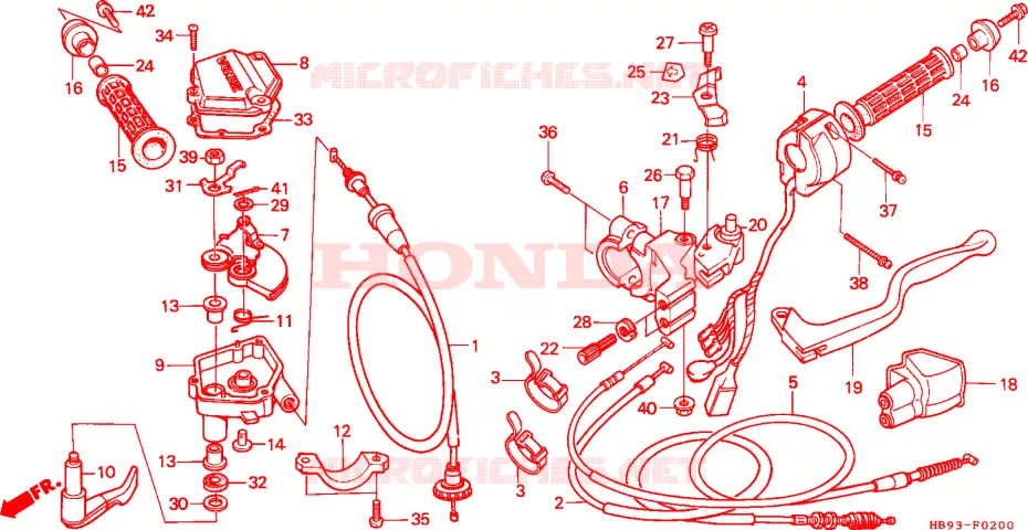 CABLES - COMMODOS - LEVIERS - POIGNEES Honda ATV 250 FOURTRAX 1987  TRX250RH