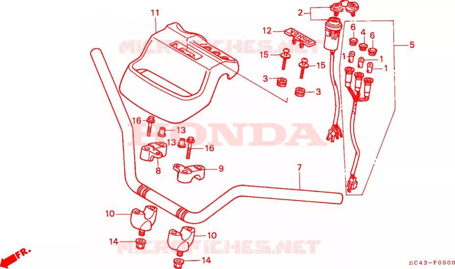 GUIDON - CONTACTEUR A CLE Honda ATV 300 FOURTRAX 1991  TRX300FWM