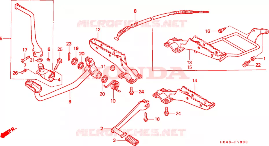 REPOSE PIED - PEDALE Honda ATV 300 FOURTRAX 1991  TRX300FWM