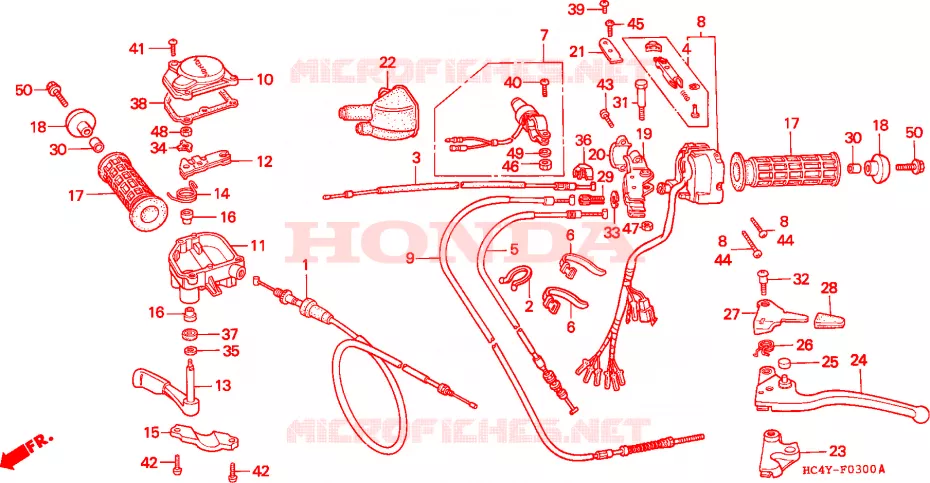 CABLES - COMMODOS - LEVIERS - POIGNEES Honda ATV 300 FOURTRAX 1992  TRX300N