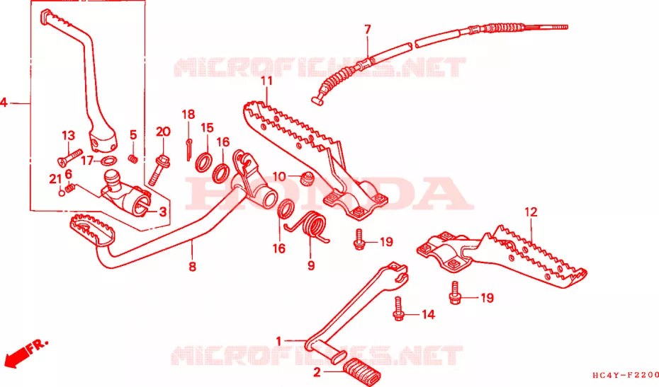 REPOSE PIED - PEDALE Honda ATV 300 FOURTRAX 1993  TRX300P