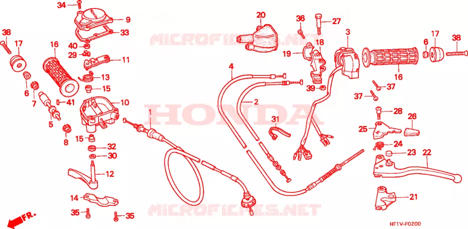 LEVIER DE GUIDON - CABLE - COMMODO Honda ATV 200 FOURTRAX 1997  TRX200DV
