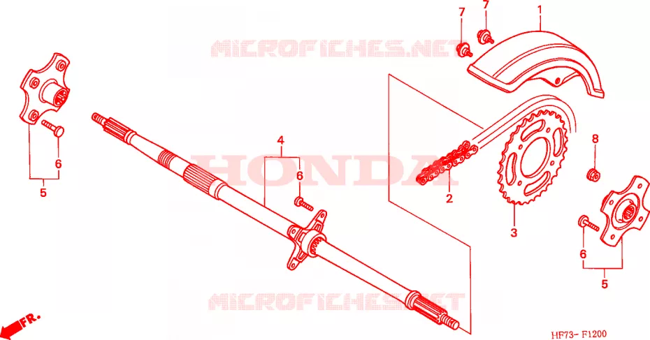 ARBRE DE ROUE ARRIERE Honda ATV 90 FOURTRAX 2001  TRX901