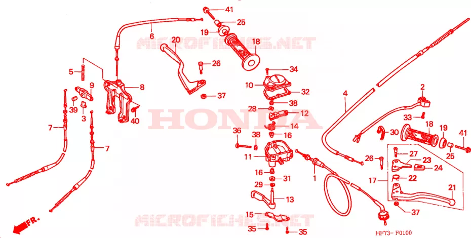 LEVIER DE GUIDON - CABLE - COMMODO Honda ATV 90 FOURTRAX 2001  TRX901
