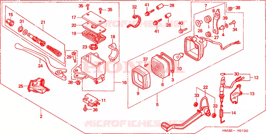 ENSEMBLE FEU STOP Honda ATV 300 FOURTRAX 2002  TRX300EX2