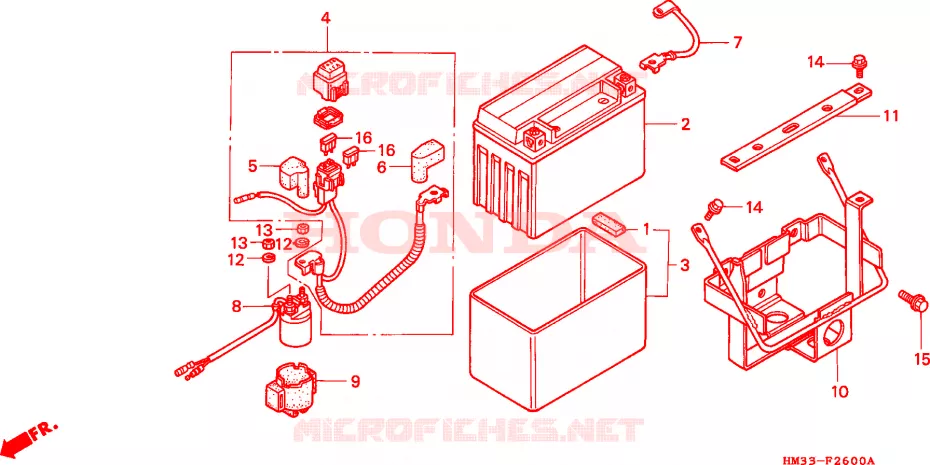 BATTERIE Honda ATV 300 FOURTRAX 1996  TRX300EXT