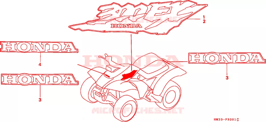 EMBLEME(2) Honda ATV 300 FOURTRAX 1996  TRX300EXT