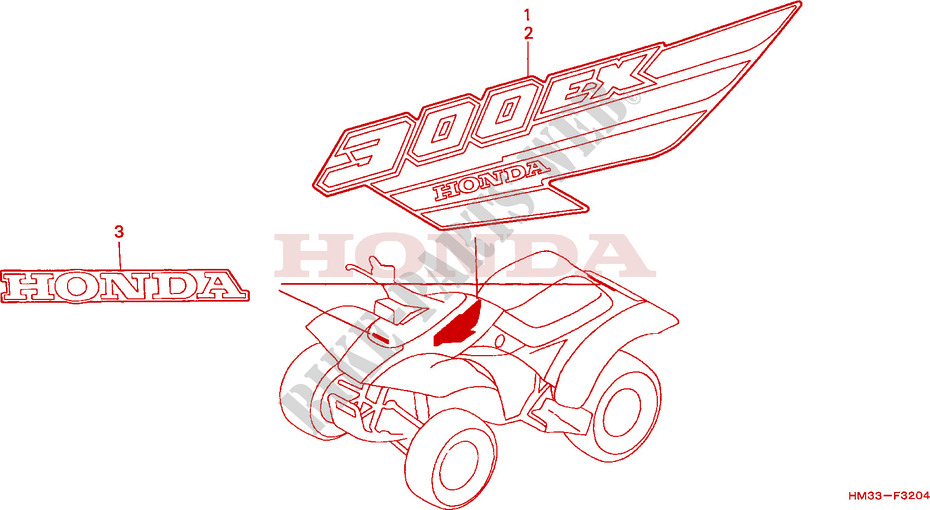 EMBLEME(5) pour Honda TRX 300 SPORTRAX EX de 2000