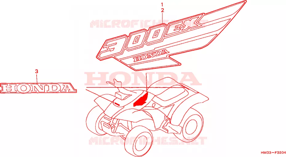 EMBLEME(5) Honda ATV 300 FOURTRAX 2000  TRX300EXY