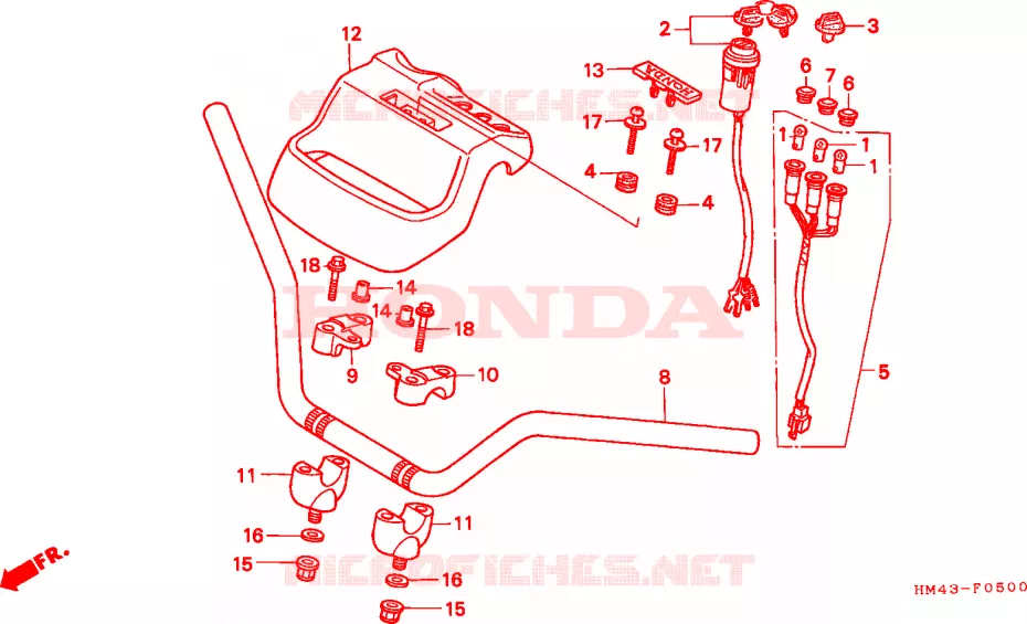 GUIDON - CARENAGE Honda ATV 300 FOURTRAX 1999  TRX300X