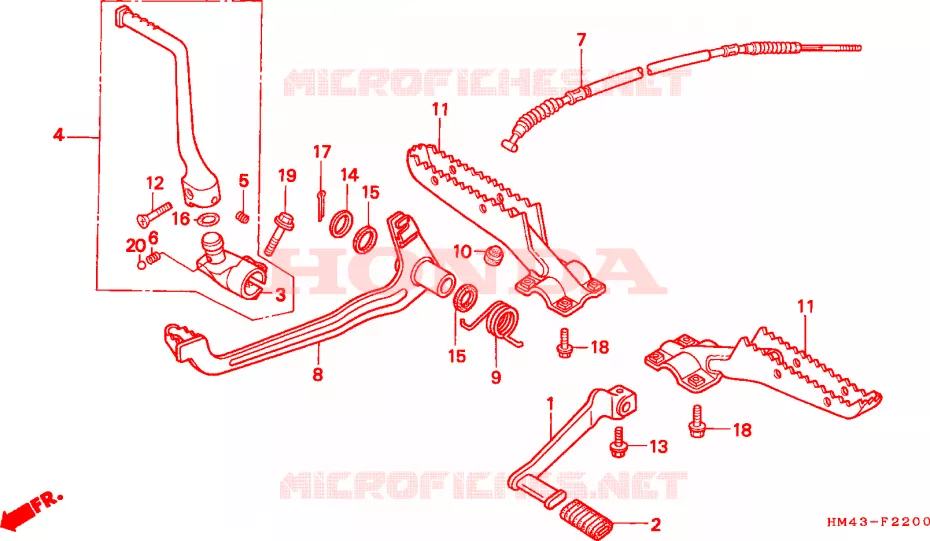 REPOSE PIED - PEDALE Honda ATV 300 FOURTRAX 1996  TRX300FWT