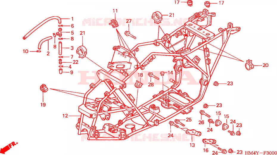 CADRE Honda ATV 300 FOURTRAX 2000  TRX300Y