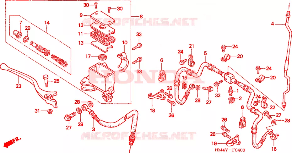 MAITRE-CYLINDRE FREIN AV.(1) Honda ATV 300 FOURTRAX 2000  TRX300Y