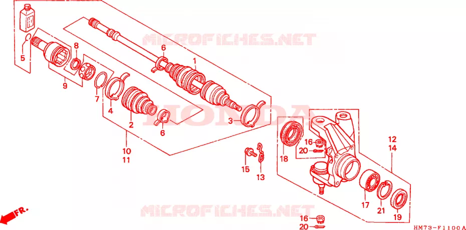 ARBRE DE ROUE  Honda ATV 400 FOURTRAX 1997  TRX400FWV