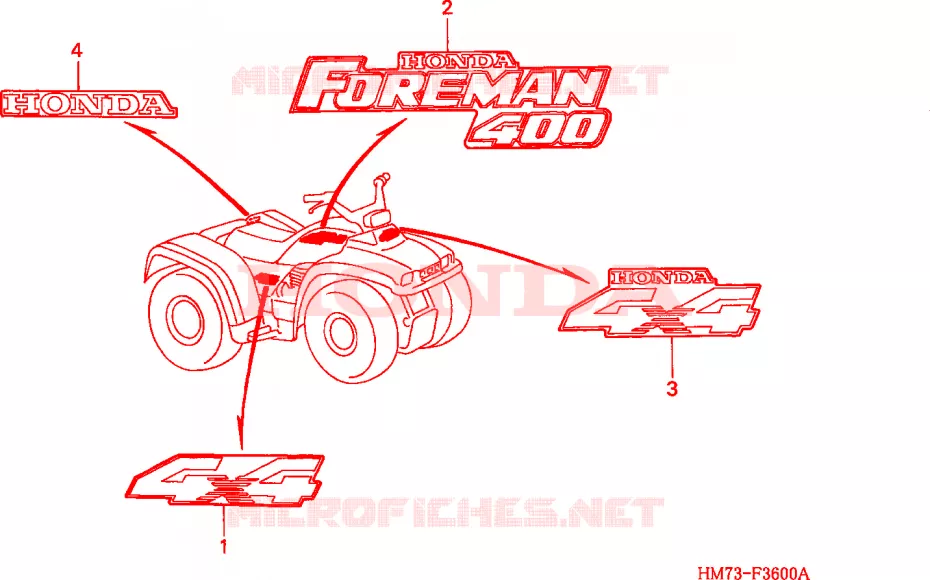 AUTOCOLLANTS Honda ATV 400 FOURTRAX 2000  TRX400FWY