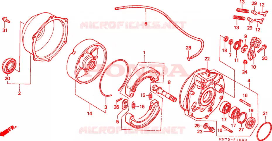 FLASQUE - MACHOIRES DE FREIN ARRIERE Honda ATV 400 FOURTRAX 1995  TRX400FWS