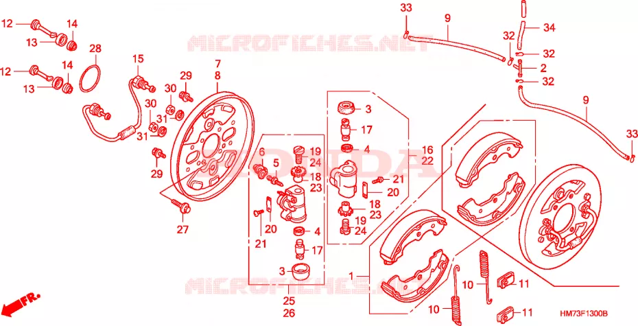 FLASQUE - MACHOIRES DE FREIN AVANT Honda ATV 400 FOURTRAX 1995  TRX400FWS