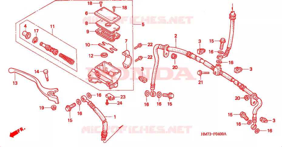 MAITRE CYLINDRE DE FREIN AVANT Honda ATV 400 FOURTRAX 2002  TRX400FW2