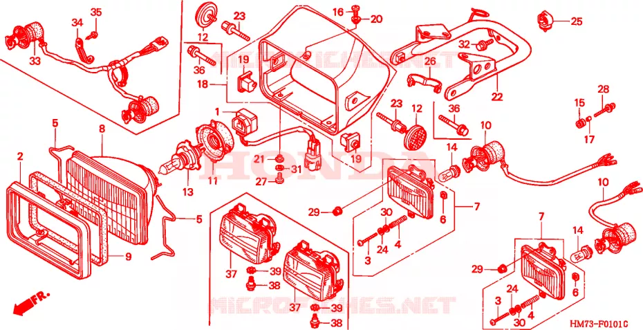PROJECTEUR(2) Honda ATV 400 FOURTRAX 2002  TRX400FW2
