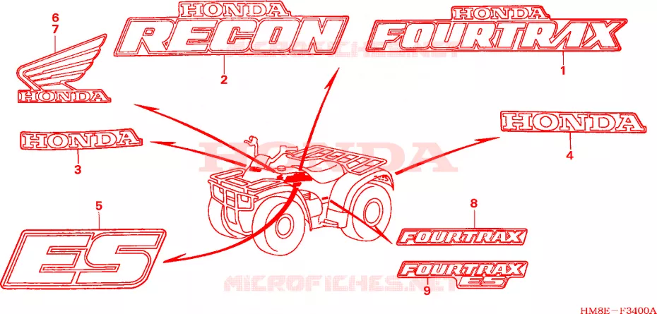 AUTOCOLLANTS Honda ATV 250 FOURTRAX 2002  TRX250TM2
