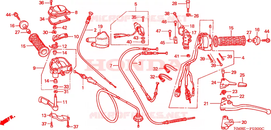 LEVIER DE GUIDON/COMMUTATEUR/CABLE('02-'04) Honda ATV 250 FOURTRAX 2002  TRX250TM2