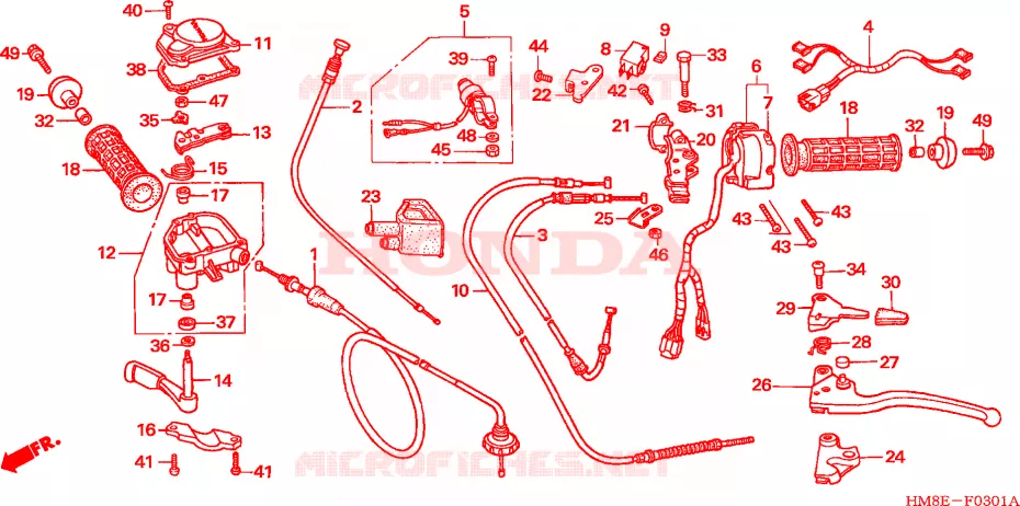 LEVIER DE GUIDON/COMMUTATEUR/CABLE('05) Honda ATV 250 FOURTRAX 2005  TRX250TM5
