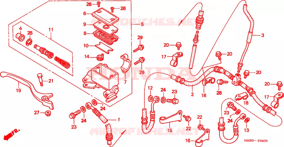 MAITRE CYLINDRE DE FREIN AVANT Honda ATV 250 FOURTRAX 2000  TRX250Y