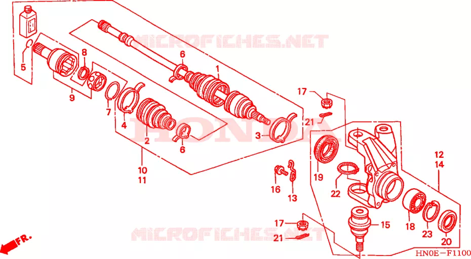 ARBRE DE ROUE  Honda ATV 450 FOURTRAX 2002  TRX450FE2
