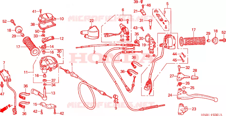 LEVIER DE GUIDON/COMMUTATEUR/CABLE(TRX450FM) Honda ATV 450 FOURTRAX 2002  TRX450FM2