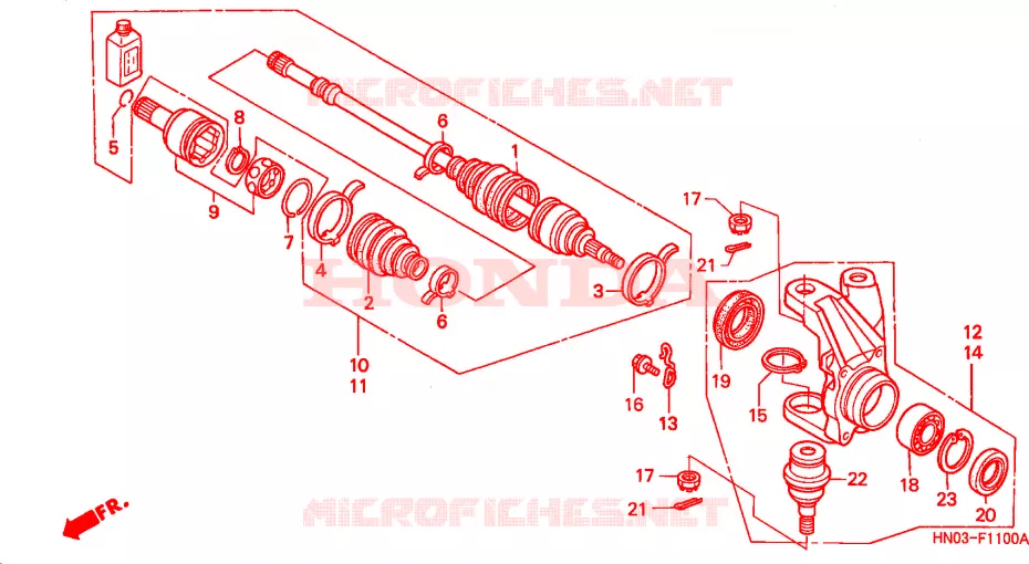ARBRE DE ROUE  Honda ATV 450 FOURTRAX 2000  TRX450ESY